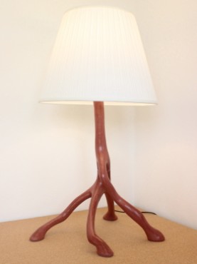 lampe pieuvre ocre rouge de malaga avec abat jour blanc