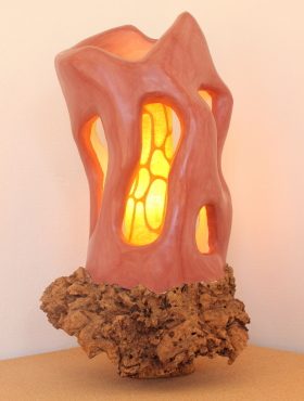 Candeeiro Orgânico tronco de cortiça ocre vermelho de Malaga