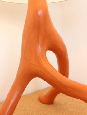 Zoom lampe Mars ocre orange 960 avec abat jour blanc