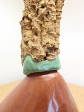 zoom candeeiro base cal cânhamo óxido de ferro castanho óxido verde com abajur branco e cortiça