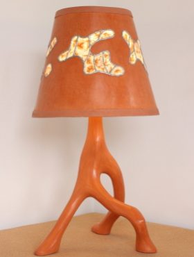 Mars lamp orange ocher 960 with conical lampshade tadelakt stained glass