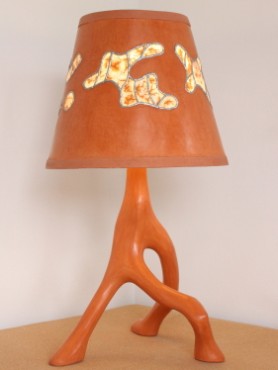Mars lamp orange ocher 960 with conical lampshade tadelakt stained glass