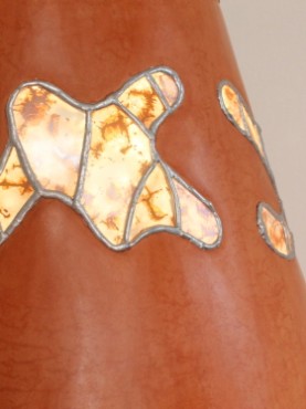 zoom4 lamp Mars orange ocher 960 with conical lampshade tadelakt stained glass zoom 4 lampe Mars ocre orange 960 avec abat jour conique vitraux tadelakt