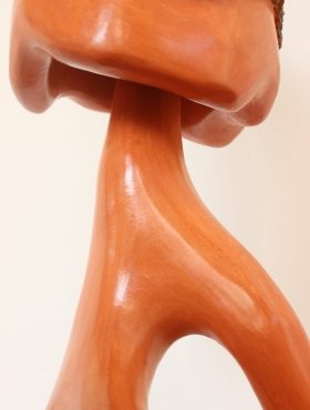 orange ocher lime stucco lamp with cork oak trunk lampshade decorated with stained glass