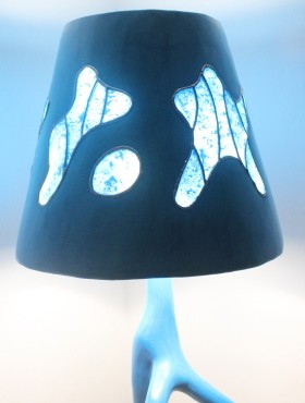 lampe ocean bleu grec abat jour conique tadelakt vitraux
