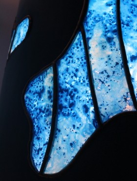lampe ocean bleu grec abat jour conique tadelakt vitraux