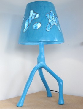 lampe ocean bleu grec abat jour conique tadelakt vitraux