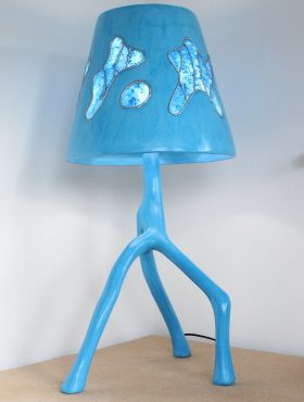 candeeiro ocean abajur com vitrais estuque de cal azul grego