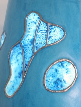 lampe ocean bleu grec abat jour conique tadelakt vitraux