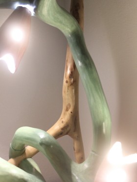 candeeiro ramus ramo de oliveira ramo em estuque de cal óxido cromo verde e ocre sombra de oliveira 3 spots luz em estuque de cal ocre vermelho de malaga perolado