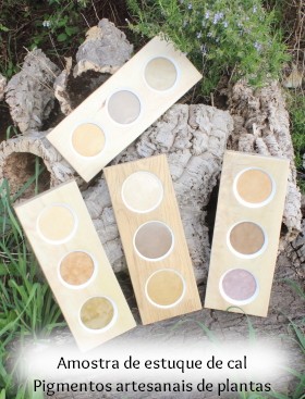 amostra estuque de cal pigmento laca vegetal caseiro